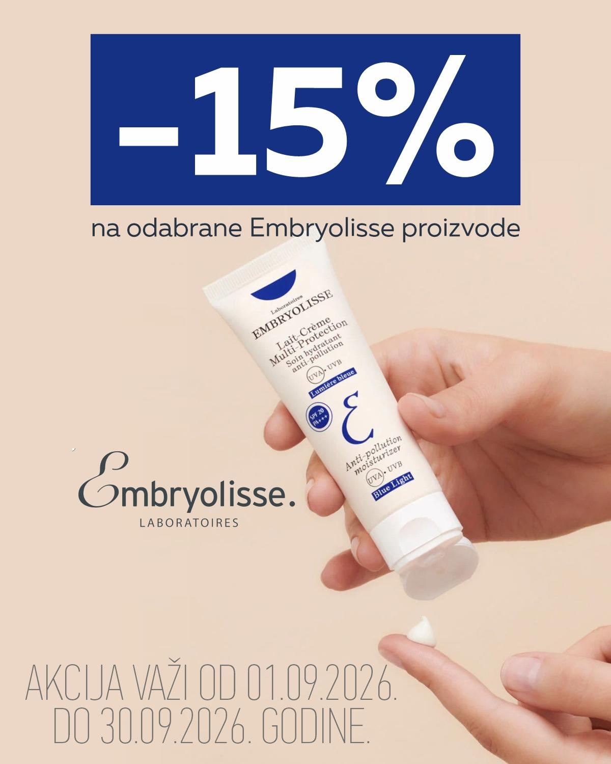 15% popusta na odabrane Embryolisse proizvode.